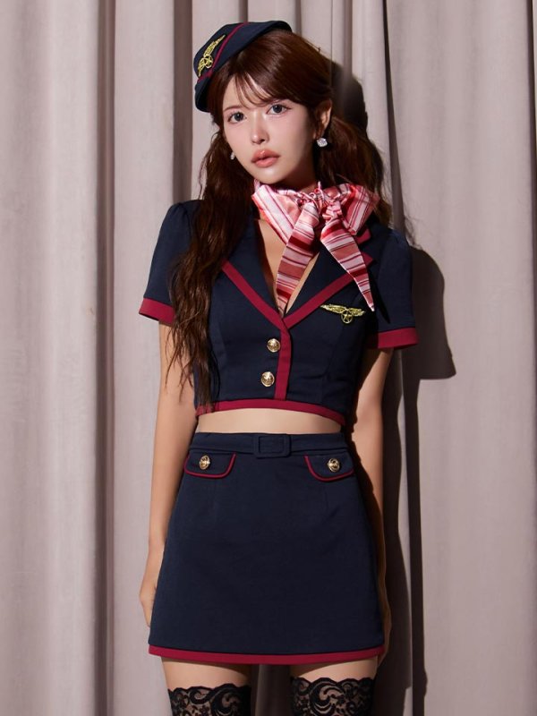 画像16: 【即日発送】【ハロウィン】CAタイトミニセットアップ【コスプレ６点セット】【XS-Mサイズ/1カラー】[HC03]