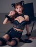 画像1: 【予約 / 9月上旬発送予定】【送料無料！】【ハロウィン】ファー黒猫セットアップ【コスプレ5点セット】【XS-Mサイズ/1カラー】[OF03] (1)