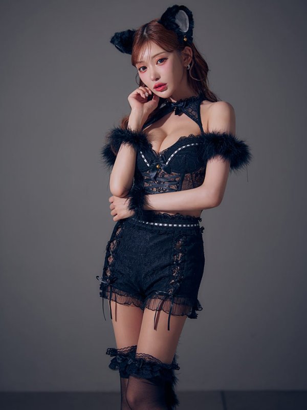 画像11: 【ハロウィン】ファー黒猫セットアップ【コスプレ5点セット】【XS-Mサイズ/1カラー】[HC03]