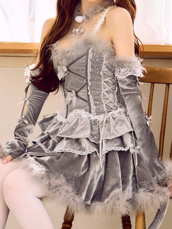 画像18: 【即日発送】【ハロウィン】デコレーションファーキャットドレス【Malymoon/マリームーン】 【コスプレ6点セット】【フリーサイズ/1カラー】[HC03]