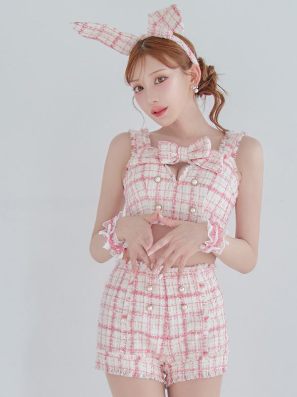 画像19: 【SALE!!】【即日発送】【ハロウィン】ツイードバニーリボンセットアップ（パンツ）【コスプレ6点セット】 【XS-Mサイズ/2カラー】[HC03]