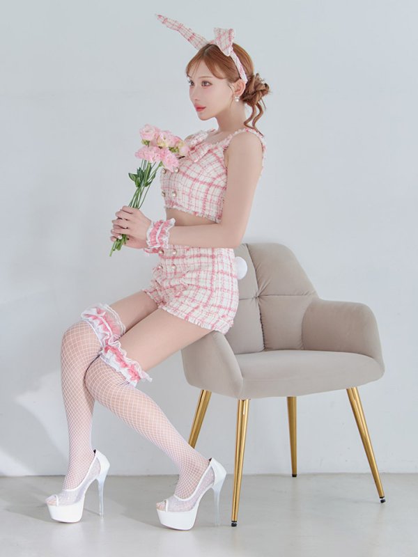 画像18: 【SALE!!】【即日発送】【ハロウィン】ツイードバニーリボンセットアップ（パンツ）【コスプレ6点セット】 【XS-Mサイズ/2カラー】[HC03]