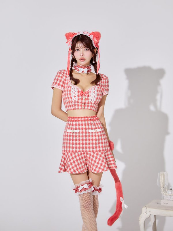 画像12: 【SALE!!】【即日発送】【ハロウィン】ツイードキャットセットアップ 【コスプレ6点セット】 【XS-Mサイズ/4カラー】[HC03]