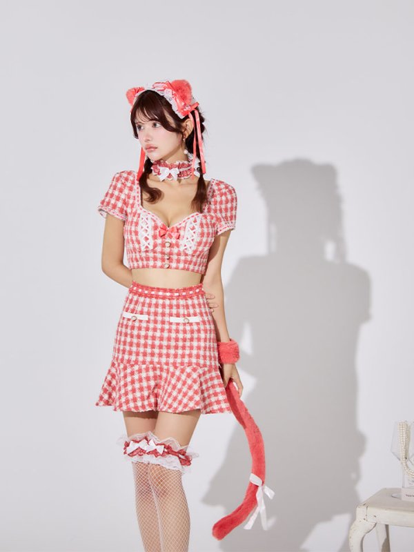 画像14: 【SALE!!】【即日発送】【ハロウィン】ツイードキャットセットアップ 【コスプレ6点セット】 【XS-Mサイズ/4カラー】[HC03]