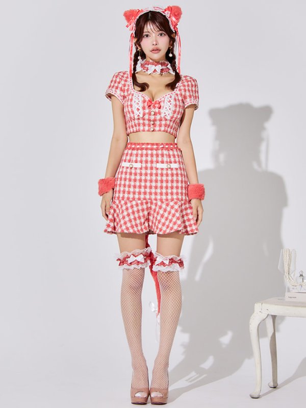 画像4: 【SALE!!】【即日発送】【ハロウィン】ツイードキャットセットアップ 【コスプレ6点セット】 【XS-Mサイズ/4カラー】[HC03]
