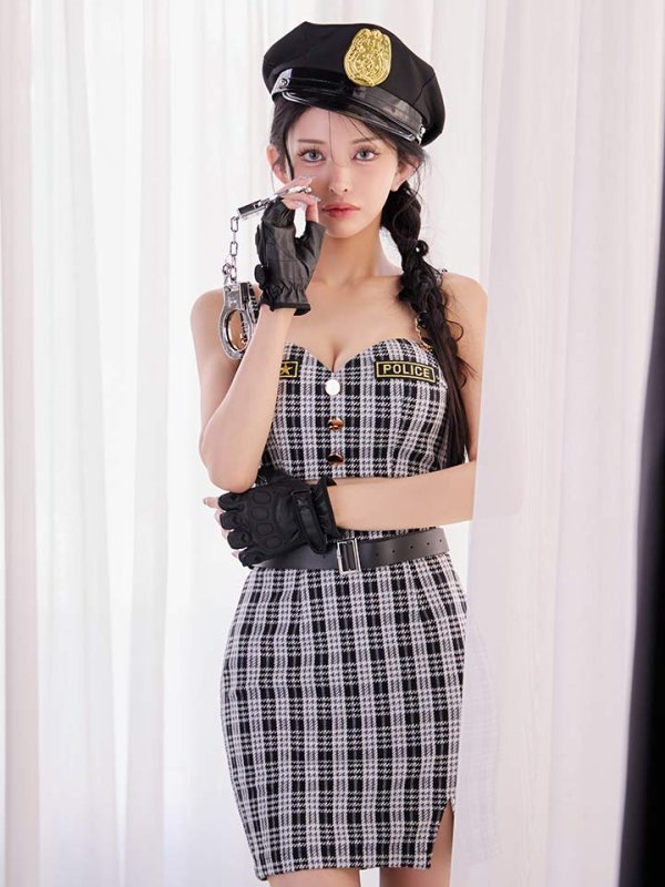 画像2: 【SALE!!】【即日発送】【ハロウィン】ツイードポリスセットアップ 【コスプレ5点セット】【XS-Mサイズ】(HC206-SV)[HC03-Bg]