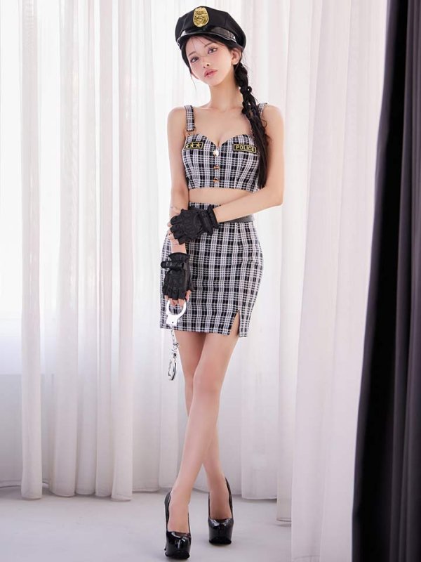 画像4: 【SALE!!】【即日発送】【ハロウィン】ツイードポリスセットアップ 【コスプレ5点セット】【XS-Mサイズ】(HC206-SV)[HC03-Bg]