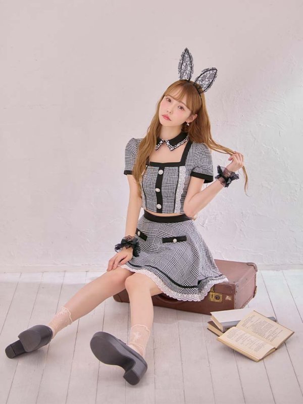 画像7: 【SALE!!】【即日発送】【ハロウィン】 グレンチェックセットアップバニー 【コスプレ6点セット】【XS-Mサイズ/1カラー】[HC03]