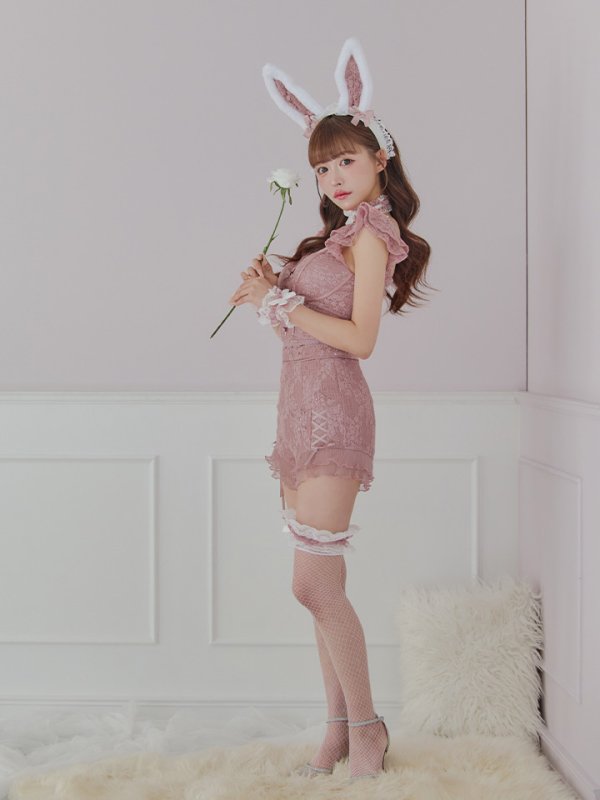 画像11: 【SALE!!】【即日発送！】【ハロウィン】 総レースバニー編み上げセットアップ【コスプレ7点セット】【XS-Mサイズ/2カラー】[HC03]