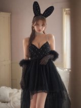 【送料無料！】【ハロウィン】 バニービジューフレアワンピース 【コスプレ5点セット】 【XS-Mサイズ/2カラー】[HC03]ももか着用
