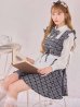 画像1: 【即日発送！】【ハロウィン】ブラックチェックメイドワンピース 【コスプレ5点セット】[OF01] (1)