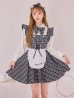 画像3: 【即日発送！】【ハロウィン】ブラックチェックメイドワンピース 【コスプレ5点セット】[OF01]