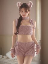 【即日発送】【ハロウィン】 もこもこキャットリボンセットアップ 【コスプレ6点セット】 【Fサイズ/3カラー】[HC03]ももか着用