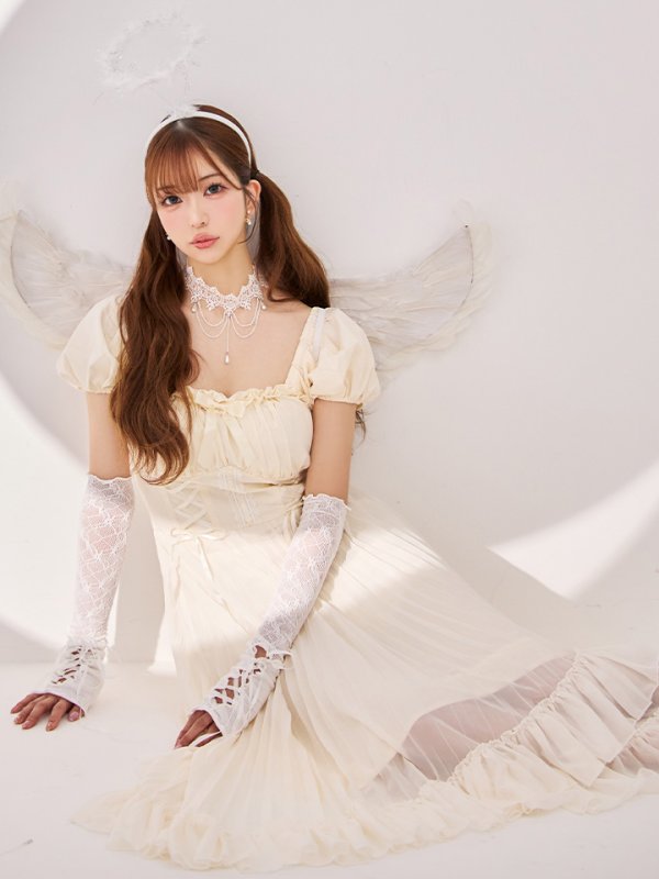 画像1: 【即日発送！】【ハロウィン】 天使プリーツスカートワンピ 【コスプレ5点セット】 【S-XLサイズ/１カラー】[OF01-H]