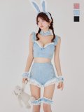 【SALE!!】【即日発送！】【ハロウィン】 総レースバニーフリルセットアップ【コスプレ7点セット】【XS-Lサイズ/3カラー】[HC03]