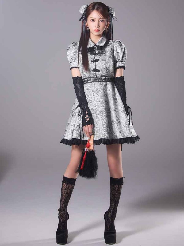 画像4: 【ハロウィン】アームウォーマー付きフレアスカートチャイナ 【コスプレ5点セット】 【S-XLサイズ/4カラー】[HC03]