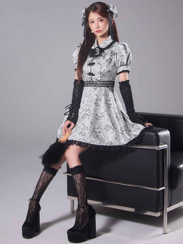 画像9: 【ハロウィン】アームウォーマー付きフレアスカートチャイナ 【コスプレ5点セット】 【S-XLサイズ/4カラー】[HC03]