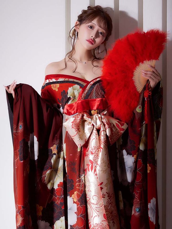 画像1: 【一部予約商品/2月上旬発送予定】【ハロウィン】花魁ショートインロングワンピース 【コスプレ】【S-XLサイズ/2カラー】[HC03]