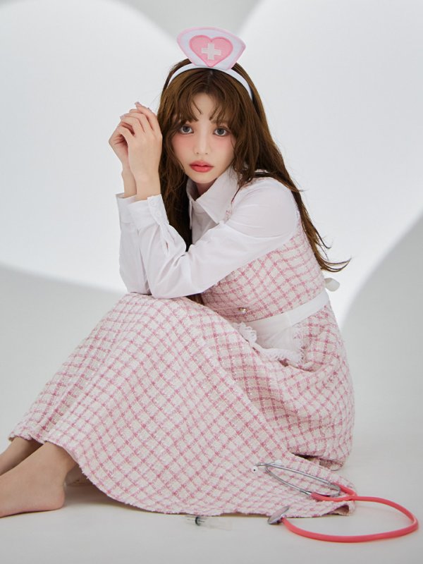 画像3: 【SALE!!】【即日発送！】【ハロウィン】ナースツイードロングフレア 【コスプレ3点セット】 【S-XLサイズ/1カラー】(CH02)[HC03]