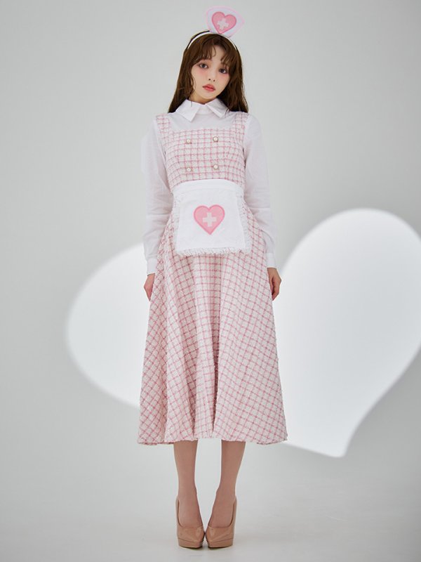 画像4: 【SALE!!】【即日発送！】【ハロウィン】ナースツイードロングフレア 【コスプレ3点セット】 【S-XLサイズ/1カラー】(CH02)[HC03]