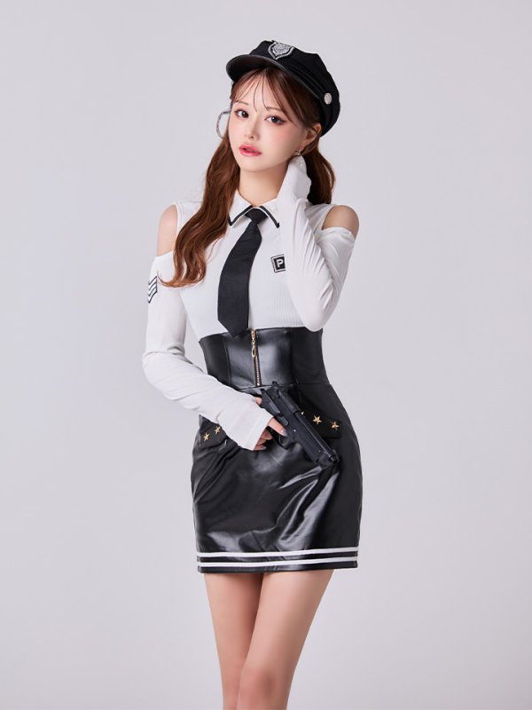 画像9: 【SALE!!】【即日発送】【ハロウィン】 レザーポリスワンピースコスプレ 【コスプレ4点セット】 【XS-Mサイズ/1カラー】(HC206-SV)[HC03-B]