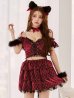 画像8: 【即日発送】【ハロウィン】キャットオフショルビジューセットアップ【コスプレ6点セット】【XS-Lサイズ/3カラー】[OF04]