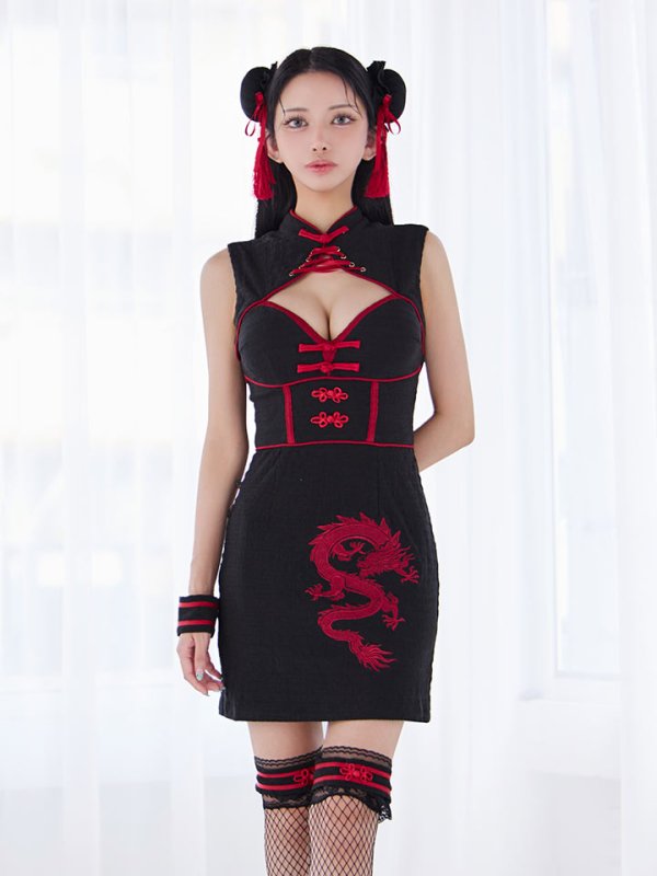 画像22: 【即日発送】【ハロウィン】 アメスリコルセットチャイナ 【コスプレ3点セット】【XS-XLサイズ/1カラー】/ シャーリングドラゴン刺繍タイトチャイナ 【コスプレ4点セット】 【XS-Lサイズ/1カラー】 (SE01YN)[HC03]