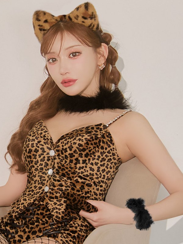 画像10: 【即日発送】【ハロウィン】豹柄/レオパードビスチェセットアップ【コスプレ6点セット】【XS-Lサイズ/1カラー】[HC03]