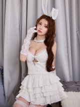 【予約 / 9月下旬発送予定】【送料無料！】【ハロウィン】バニーレースビスチェセットアップ【コスプレ6点セット】【XS-Mサイズ/2カラー】[OF03]
