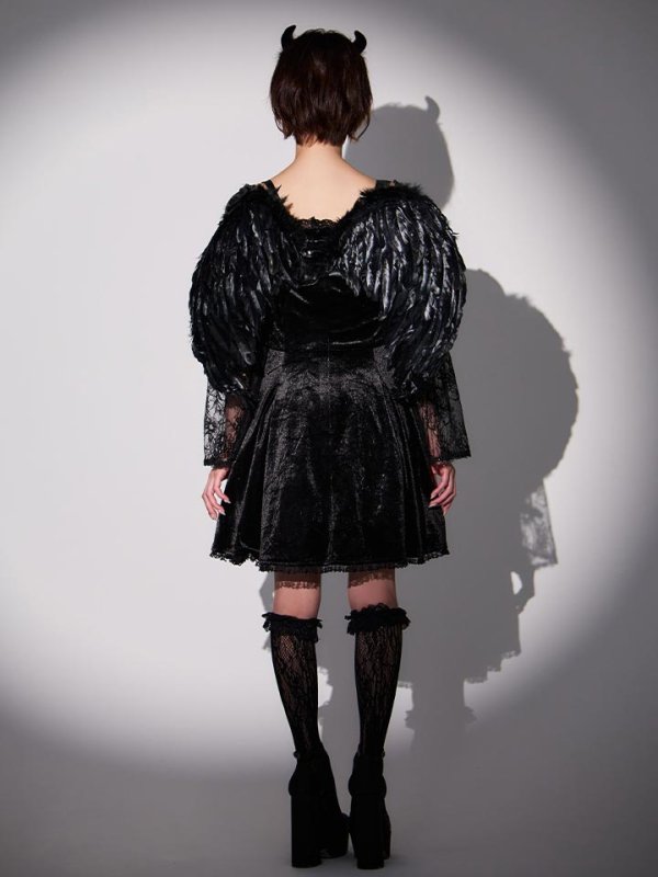 画像10: 【即日発送】【ハロウィン】ハーネスデビルベロアワンピース【コスプレ5点セット】【XS-XLサイズ/1カラー】[HC03]