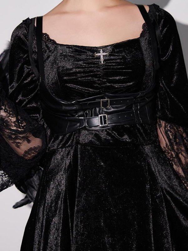 画像12: 【即日発送】【ハロウィン】ハーネスデビルベロアワンピース【コスプレ5点セット】【XS-XLサイズ/1カラー】[HC03]