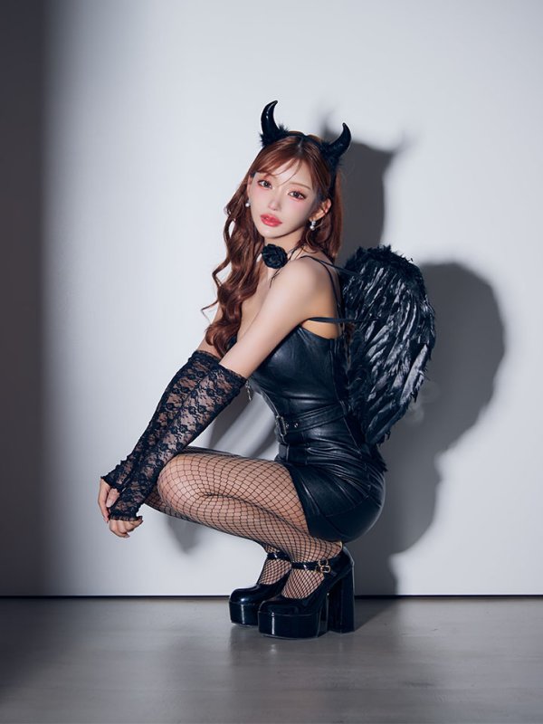 画像6: 【即日発送】【ハロウィン】レザーデビルタイトワンピース【コスプレ7点セット】【XS-Lサイズ/カラー】[HC03]