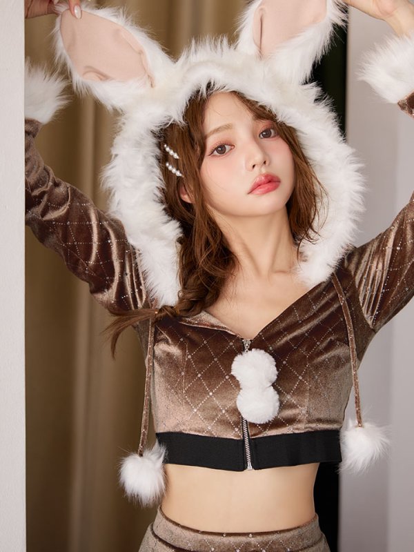 画像18: 【即日発送】【ハロウィン】キルティングビジューうさぎ【コスプレ4点セット】【XS-XLサイズ/1カラー】[HC03]