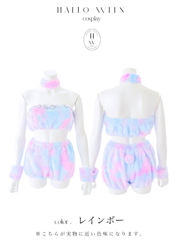 画像36: 【即日発送】【ハロウィン】パステルもこもこバニー【コスプレ7点セット】【フリーサイズ/6カラー】[OF03]