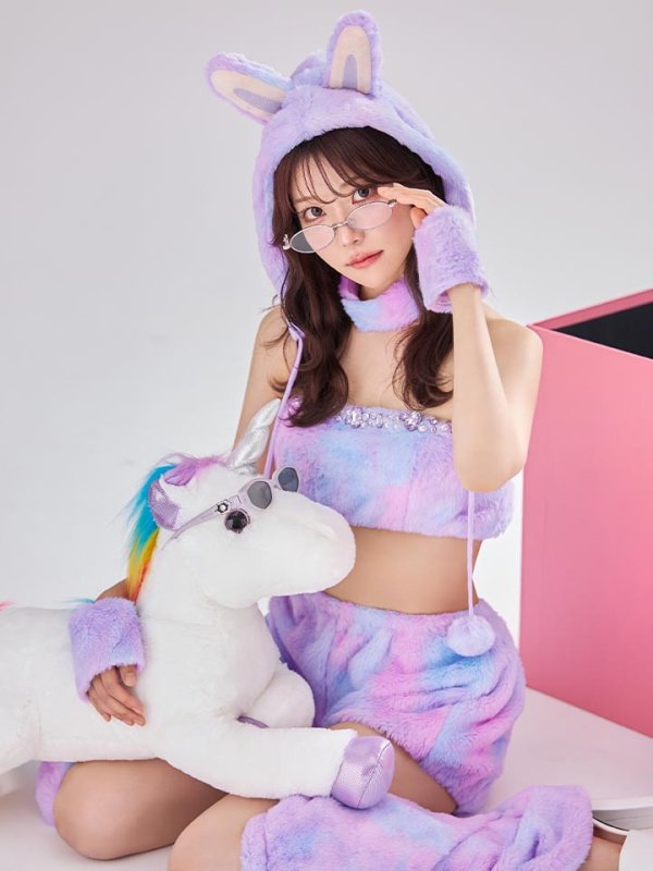 画像1: 【即日発送】【ハロウィン】パステルもこもこバニー【コスプレ7点セット】【フリーサイズ/6カラー】[OF03/OF04]