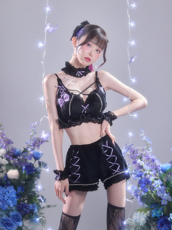 画像4: 【即日発送】【送料無料！】【サンリオ】クロミランジェリーセットアップルームウェア【S-L/1カラー】[HC02]ゆりにゃ着用