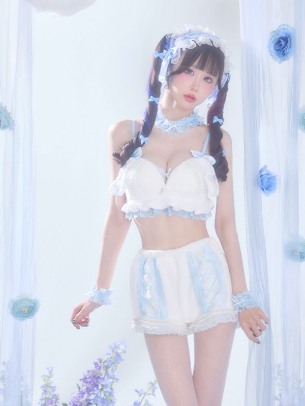 画像1: 【即日発送】【送料無料！】【サンリオ】シナモロールランジェリーセットアップルームウェア【S-L/1カラー】[HC02]ゆりにゃ着用