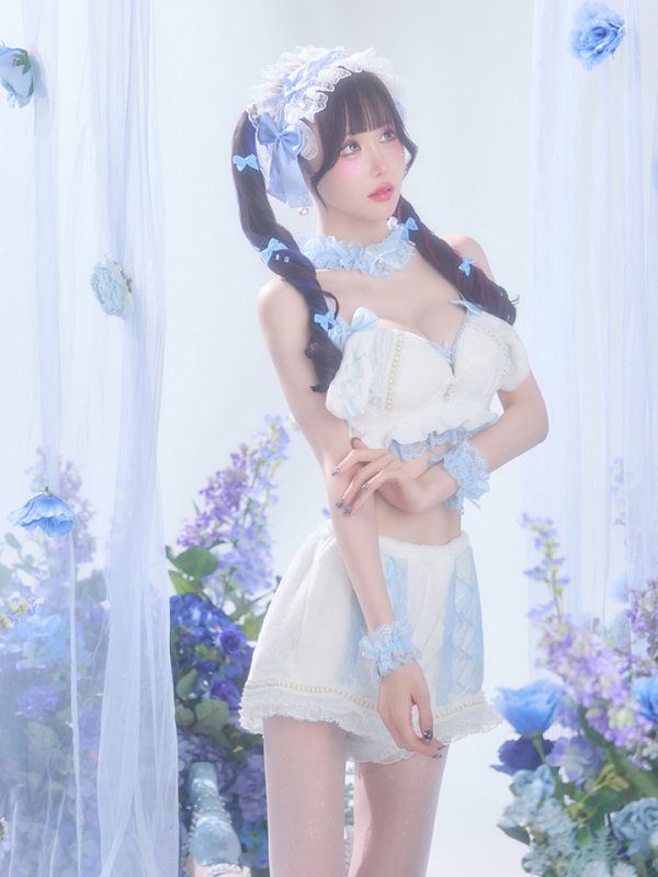 画像6: 【即日発送】【送料無料！】【サンリオ】シナモロールランジェリーセットアップルームウェア【S-L/1カラー】[HC02]ゆりにゃ着用