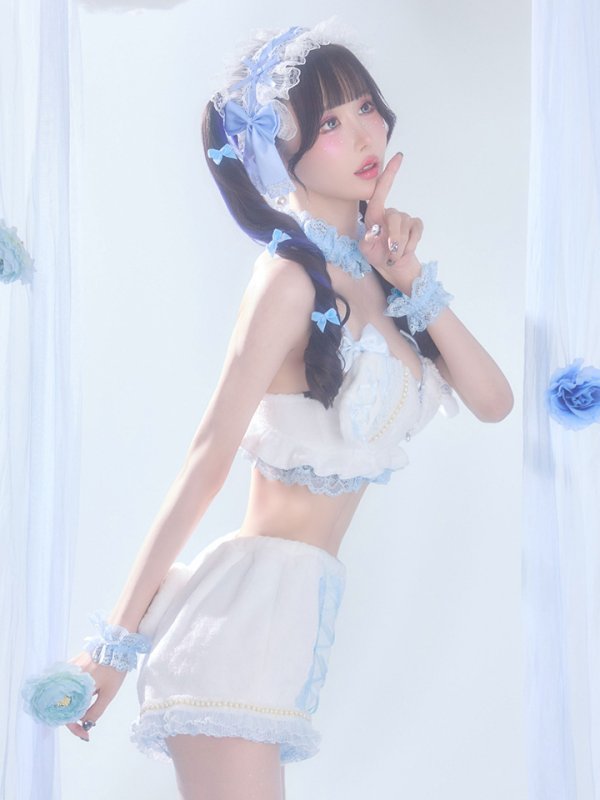 画像11: 【即日発送】【送料無料！】【サンリオ】シナモロールランジェリーセットアップルームウェア【S-L/1カラー】[HC02]ゆりにゃ着用