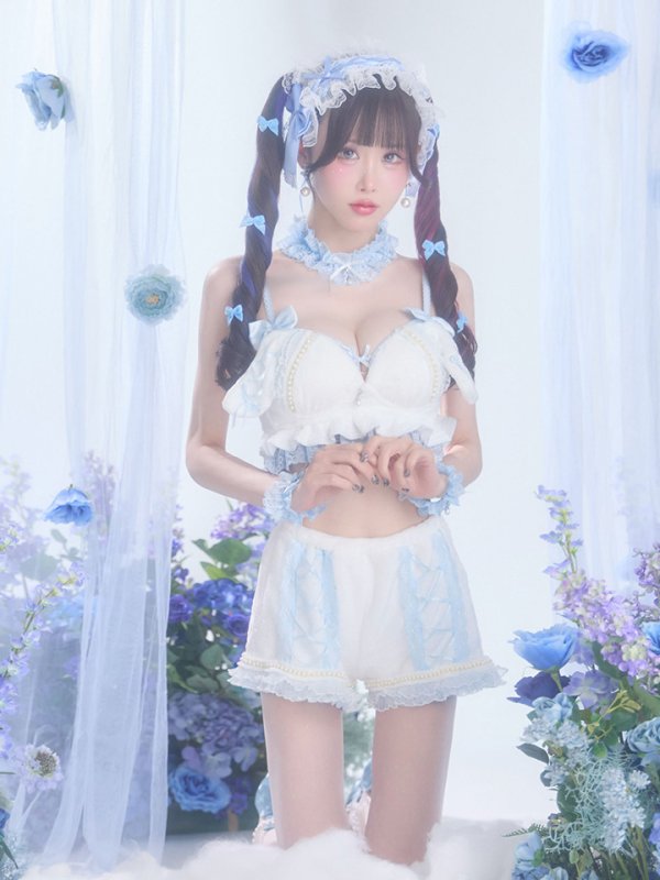 画像12: 【即日発送】【送料無料！】【サンリオ】シナモロールランジェリーセットアップルームウェア【S-L/1カラー】[HC02]ゆりにゃ着用