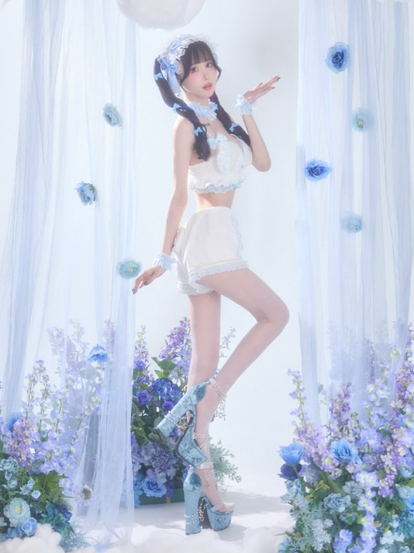 画像14: 【即日発送】【送料無料！】【サンリオ】シナモロールランジェリーセットアップルームウェア【S-L/1カラー】[HC02]ゆりにゃ着用