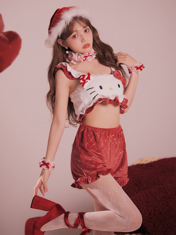 画像6: 【即日発送】【サンリオ】ハローキティキルティングセットアップルームウェア【S-L/1カラー】[OF03]