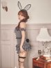 画像6: 【送料無料！】【ハロウィン】ストライプオフショルダー ティアードバニーフリルリボン【コスプレ6点SET】【XS-Mサイズ】【予約/9月下旬発送予定】[OF03]三上悠亜着用 (6)