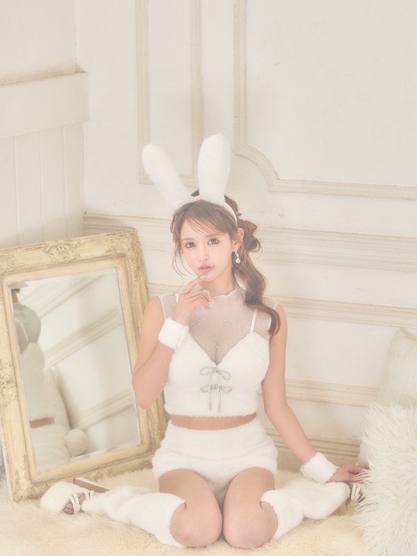 画像2: 【送料無料！】【ハロウィン】ふわもこリボンバニーコスプレ【コスプレ6点SET】【XS-Mサイズ】【予約/9月下旬発送予定】[OF03]あずもか着用