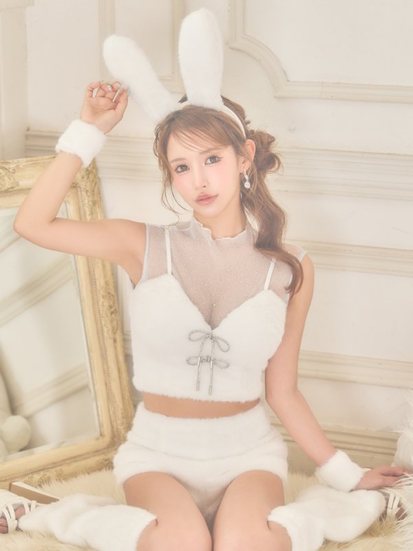 画像3: 【送料無料！】【ハロウィン】ふわもこリボンバニーコスプレ【コスプレ6点SET】【XS-Mサイズ】【予約/9月下旬発送予定】[OF03]あずもか着用