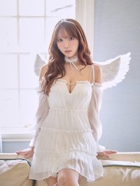 【送料無料！】【ハロウィン】シフォンスウィートエンジェルミニドレス【コスプレ5点SET】【XS-Lサイズ】[OF03]三上悠亜着用