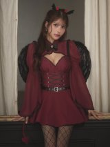 【送料無料！】【ハロウィン】ケープロングスリーブリボンデビルコスプレ【コスプレ4点SET】【S-Lサイズ】【予約/9月下旬発送予定】[OF03]りん着用
