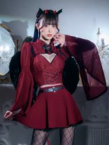 【送料無料！】【ハロウィン】ケープロングスリーブリボンデビルコスプレ【コスプレ5点SET】【S-Lサイズ】[OF03]ゆりにゃ着用