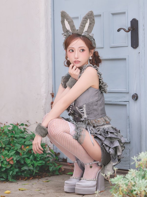画像20: 【送料無料！】【ハロウィン】ティアードフリルバニーガールセットアップコスプレ【コスプレ7点SET】【XS-Mサイズ】【予約/10月上旬発送予定】[OF03]るい着用