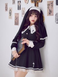 【送料無料！】【ハロウィン】ゴシックシスターフレアスカートコスプレ【コスプレ3点SET】【S-XLサイズ】[OF03]吉木千沙都（ちぃぽぽ）着用